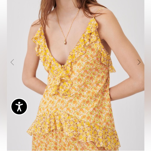 NWT MAJE Printed cotton voile dress with ruffles - Picture 4 of 7